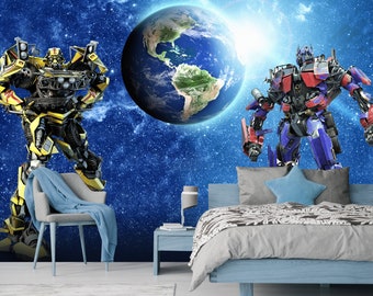 3D Transformers Mural Children Wallpapers Great wall 3d Transformers cartoon photo wallpaper murals for kids bedroom boys bedroom wallpaper