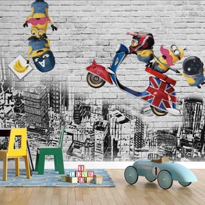 Room Wallpaper,  Cartoon Wallpaper,  Wall Decor, Colorful Nursery Mural