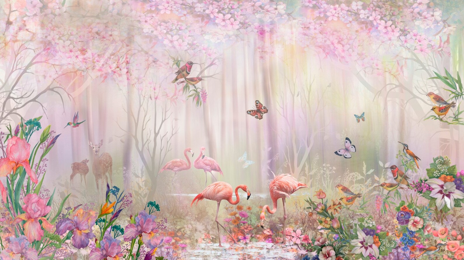 Custom Nursery Pink Flamingo Kids Room Wallpaper Girls Nursery | Etsy