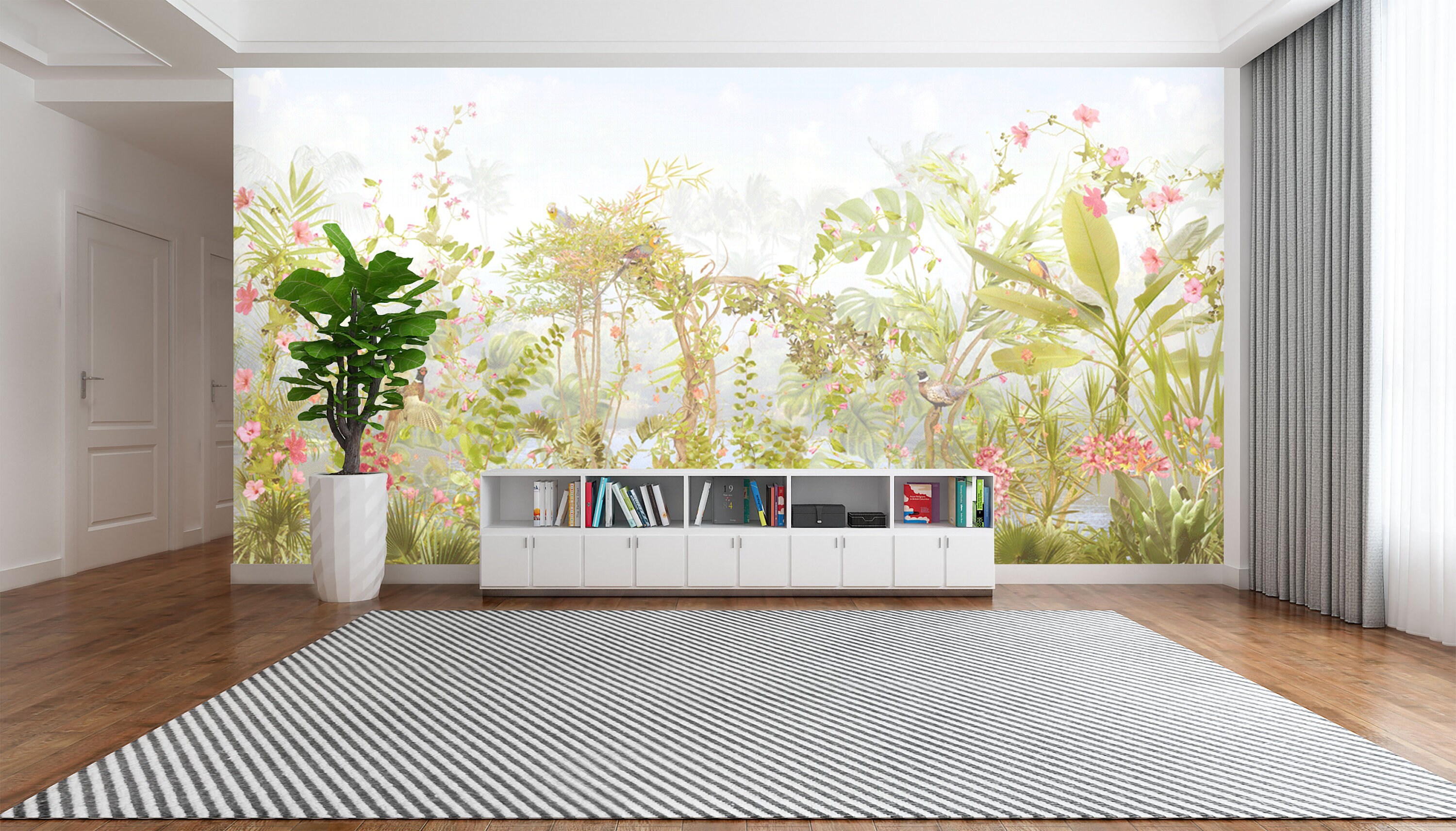 Tropical Wallpaper Jungle Mural Exotic Forest Wall Art Etsy UK