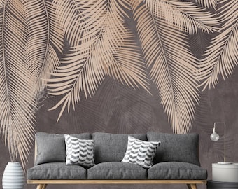 Beautiful Rainforest Tropical Leaf Vinyl Wallpaper, Exotic Big Palm Leaves Floral Mural, Jungle Leaves Wall Covering, Forest Wallpaper Roll