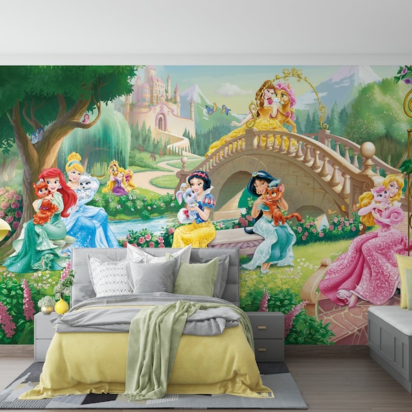 KidsRoom murals Wall Art Purple Beautiful Cute Anime Princess Wallpaper Wall Mural Picture Decoration Wallposter Wallpaper Decor