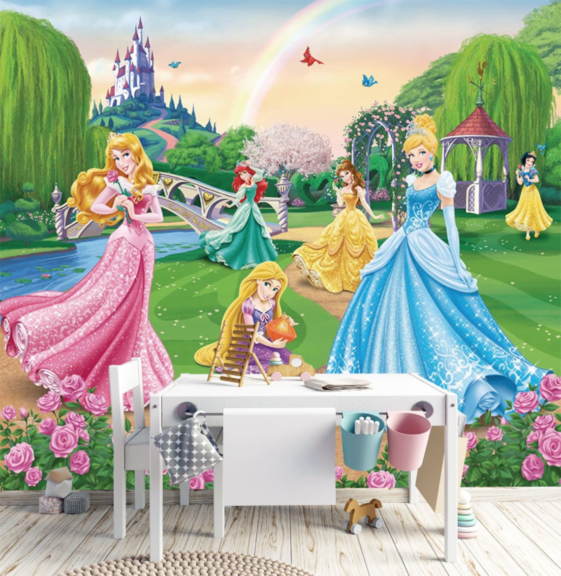 Large Princess Wallpapers Kids Room Princess Wall Decor Etsy