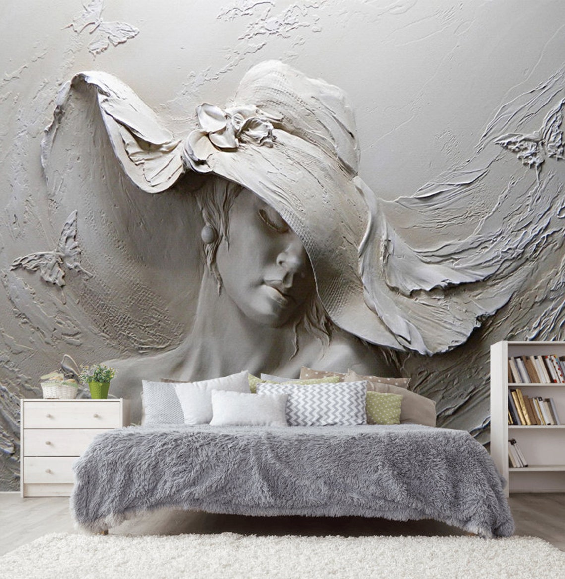 3d Woman Wall Decor 3d Bedroom Wallpapers Kids Room Wallpaper Etsy
