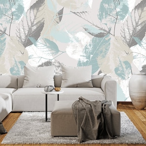 Wallpaper With Huge Leaves, Modern Design Wallpaper, Large Skeleton Leaves Wall Mural, Floral Decor, Leaves Pattern, Leaf Wallcovering