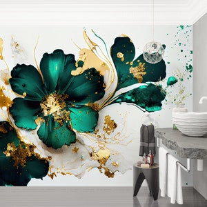 Big White Flowers, Light Floral Mural, Blossom Mural, Large Floral Print, Big Flowers Wallcovering