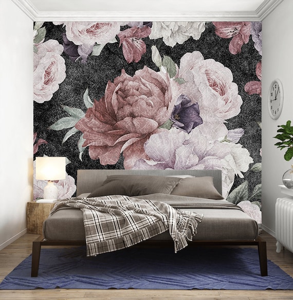 behang bloemen donkerblauw Origin Wallcoverings