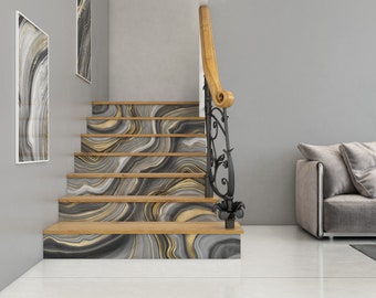 Selbstklebende Art-Deco-Treppensteiger-Aufkleber, selbstklebende Treppenaufkleber, Wandrandaufkleber, selbstklebende Vinyl-Treppensteiger-Aufkleber