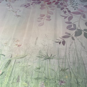Bedroom Wallpapers Forest Wall Decor Trees Nursery Decor Kids Wall Mural Bedroom Pink Blue Wall Playroom wallpaper, Vinyl wallpaper image 4