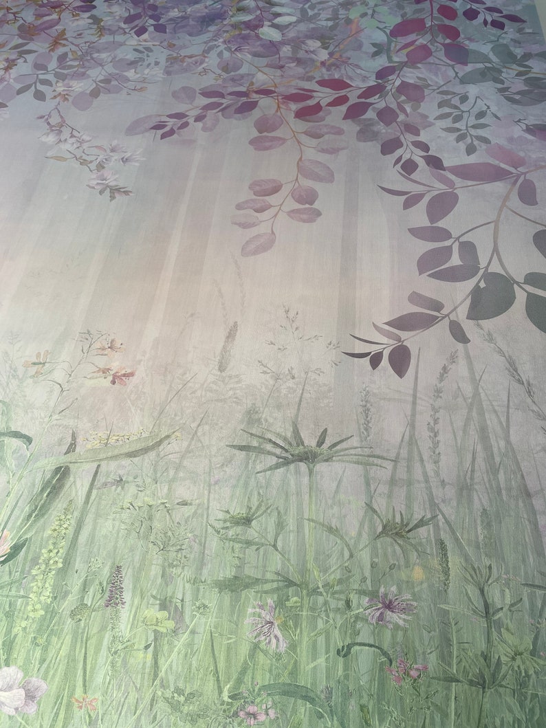 Bedroom Wallpapers Forest Wall Decor Trees Nursery Decor Kids Wall Mural Bedroom Pink Blue Wall Playroom wallpaper, Vinyl wallpaper image 4