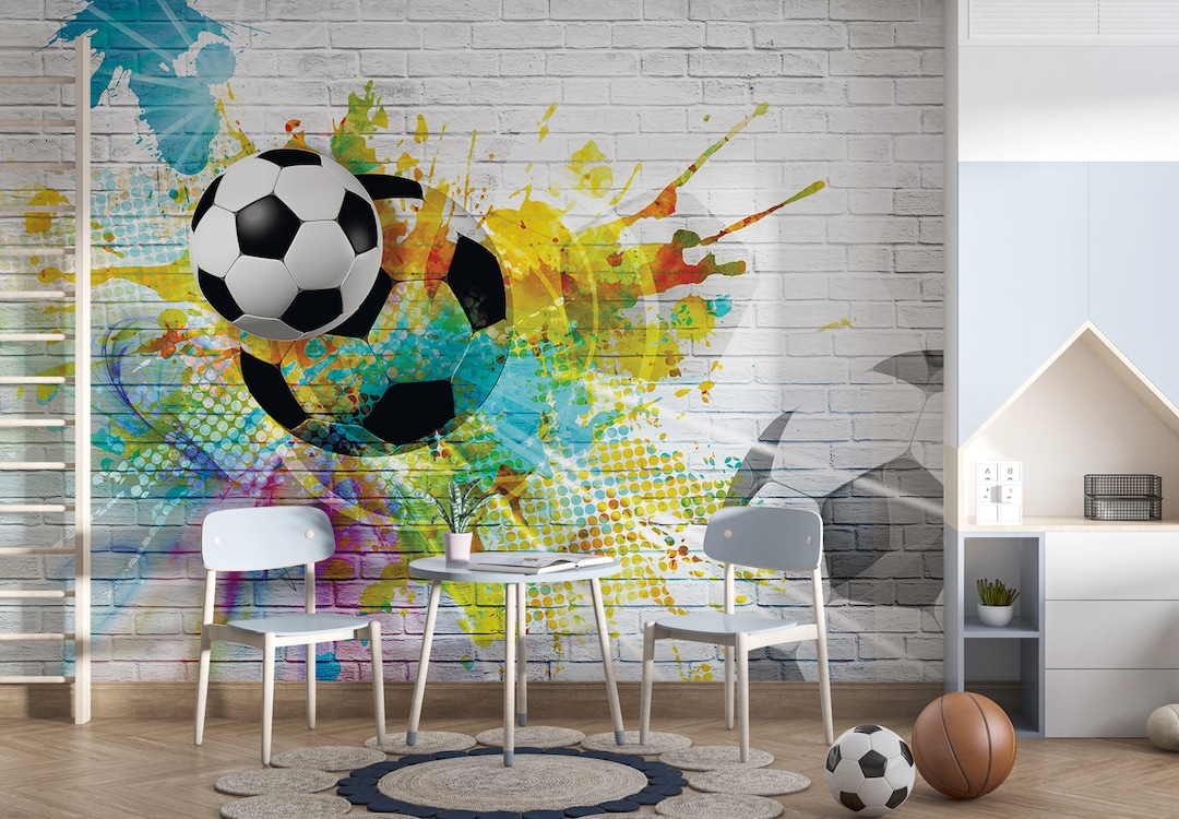 Decor for the room wall, 3D sticker - soccer ball - . Gift Ideas