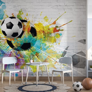 Kinderbehang voetbal verwijderbare sport kinderkamer muurschildering