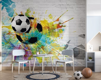 Kids Wallpaper Football Removable Sport Nursery Wall Mural