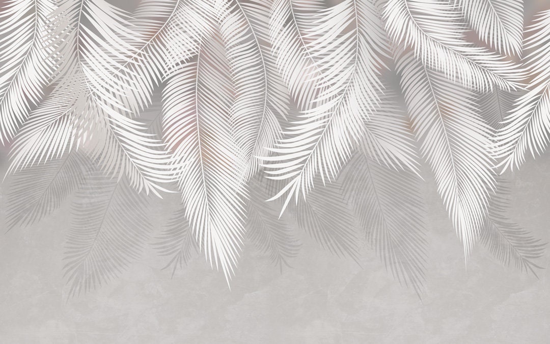 Gray Nursey Wallpers Feathers Wallpapers Kids Room Decor Etsy UK