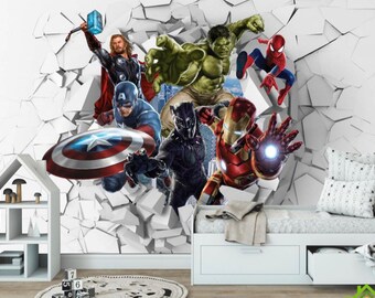 Wallpaper for kids, beautiful wallpaper, wallpaper for boys, superheroes, custom wall murals, superhero wall decal