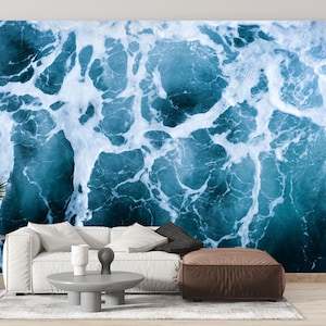 Sea Mural Ocean Wallpaper Sea Peel and Stick Waves Wallpaper Ocean Mural Vinyl Wallpaper Wall Mural Home Wall Decor Sea Wallpaper Wall Print