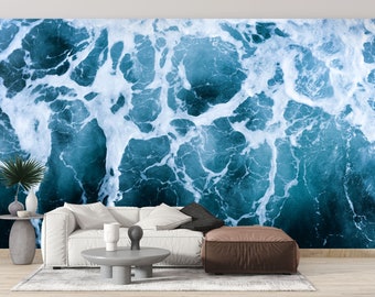 Sea Mural Ocean Wallpaper Sea Peel and Stick Waves Wallpaper Ocean Mural Vinyl Wallpaper Wall Mural Home Wall Decor Sea Wallpaper Wall Print