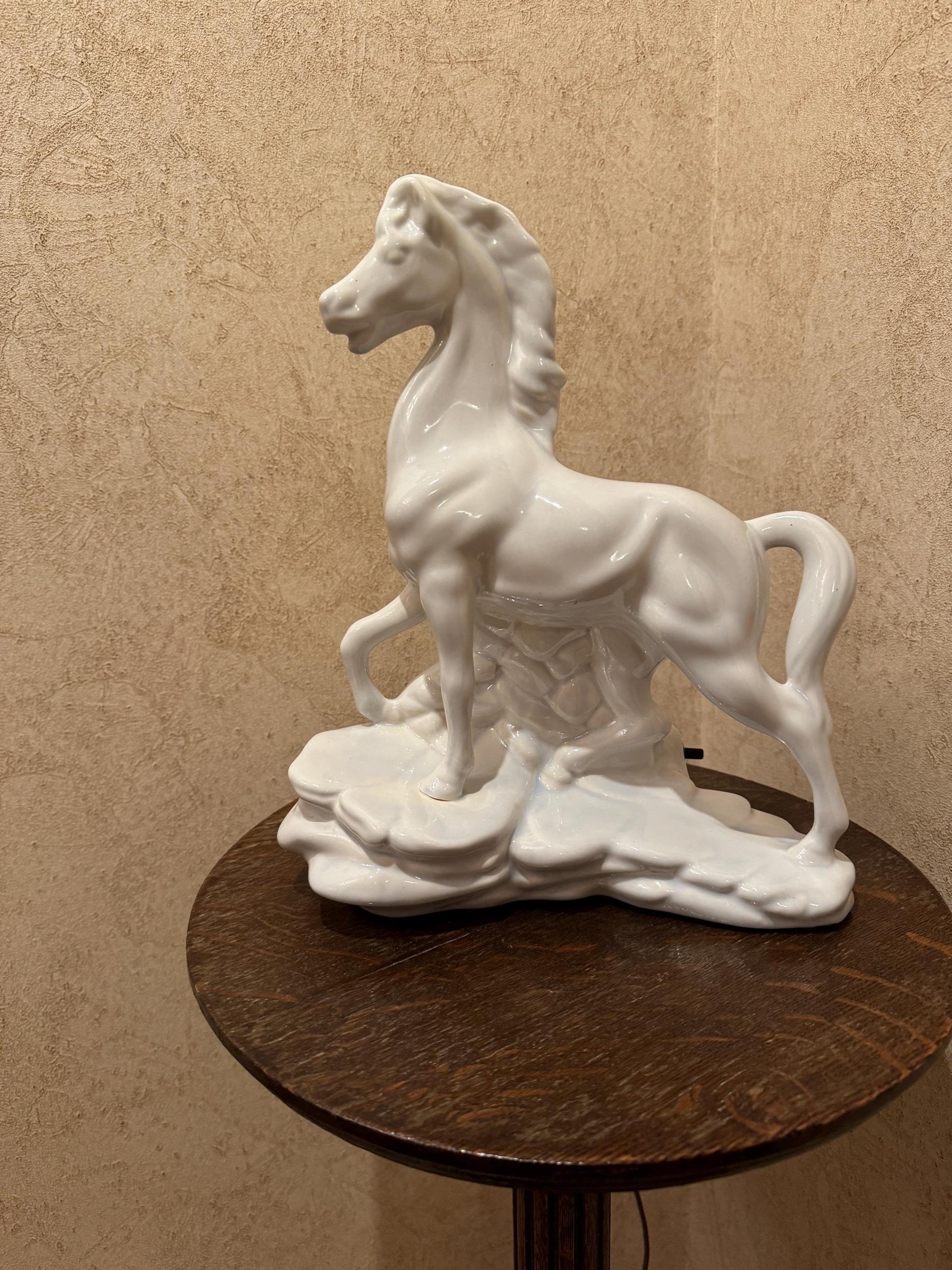Mid century Ceramic Horse Lamp Etsy