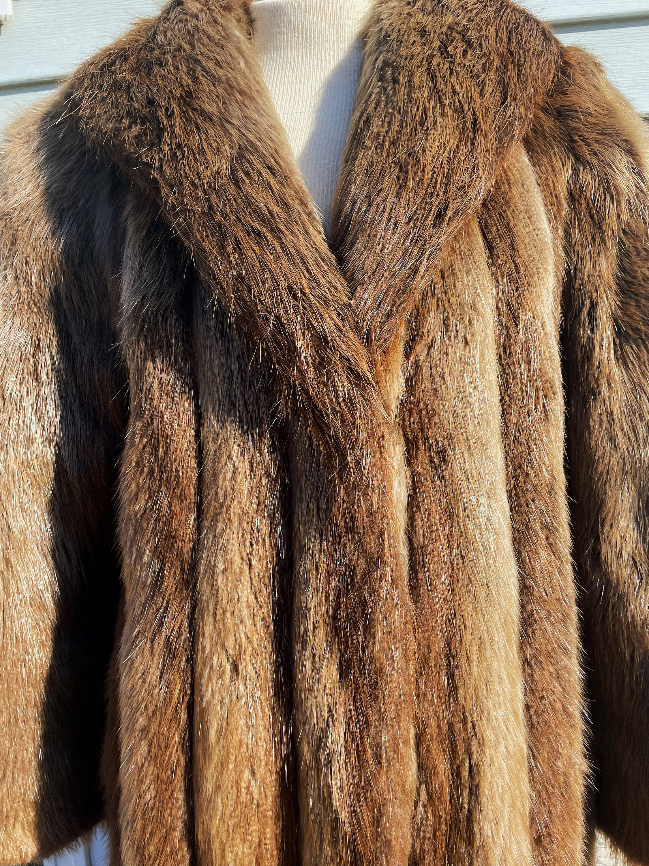 極美品♡VOAAOV BEAVER Stand Collar Long Coat Long Hair Beaver Fur Coat| Vintage & Authentic| Teddy ~ Fluffy