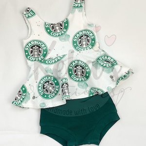 Coffee brand Peplum top and High waist Bummies