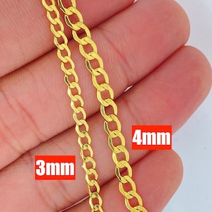 Solid 10K Gold Chain Cuban/Curb Link 2mm 2.25mm 2.5mm 3.0mm 3.5mm 3.7mm  4.0mm  16inch 18Inch 20inch 22inch 24inch