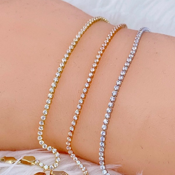 Solid 14K Gold Ladies Bracelet, 14K Tennis Bracelet, Real Gold Bracelet, Women Gold Bracelet, 14kt gold bracelet, Stone Bracelet