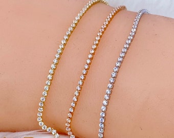 Solid 14K Gold Ladies Bracelet, 14K Tennis Bracelet, Real Gold Bracelet, Women Gold Bracelet, 14kt gold bracelet, Stone Bracelet