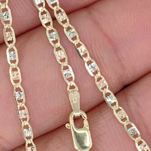 Solid 10K Tri-Tone Gold Valentino Diamond Cut Chain Bracelet,  Tri-Tone Gold Necklace, Ladies GoldChain, 10K White Rose Yellow Gold Chain