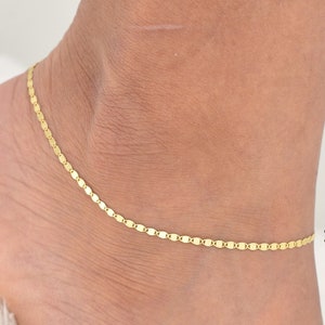 Sparkly 9ct Yellow Gold Anklet 9K Solid Gold 1mm Shiny Chain Anklet 7'' to  11