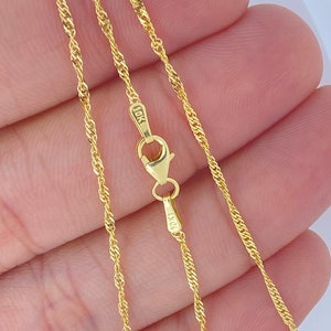 Solid 10K Gold Singapore Chain, Solid 10K Gold Twirl Diamond Cut Chain, Genuine Gold Chain, Solid Ladies Gold Rope Chain