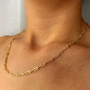 Solid 14K Gold Paperclip Chain, 14Kt  Paperclip Design, Genuine 14K Gold Paperclip Necklace, 2.25mm 3.25mm 4mm Paperclip Chain