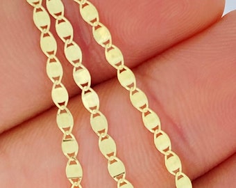 Solid 18K Gold Mirror Necklace, Solid 18K ITALY Gold Mirror Valentino Chain 2mm, Gold Choker, Layering gold chain, Stackable Necklace,