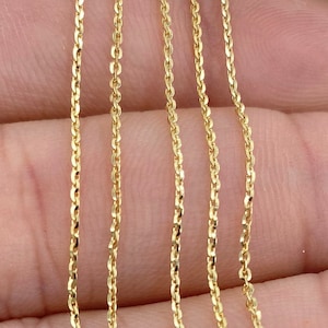 Solid 14K Gold Cable Rolo Chain, Ladies Gold Chain, Solid Gold Chain 14Kt, Durable Gold Chain, Chain for Pendant, Diamond Cut Cable 1mm 14K