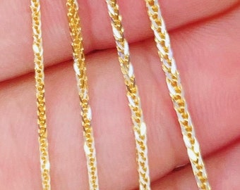 ソリッド 18K ゴールド チェーン、ペンダント用純正ソリッド 18K ゴールド チェーン、ダイヤモンド ケーブル ウィート カット、1.25 mm 1.5 mm 1.75 mm 2 mm、ソリッド 18K チェーン 18KT イタリア