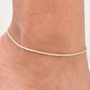 Solid 14K Gold Tennis Anklet, Ladies Gold Anklet, 14kt Gold ITALIAN TENNIS Anklet, 14K Ladies Gold Ankle Band, Trending Gold Anklet