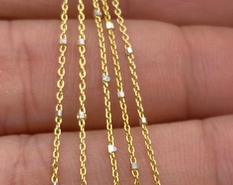 Solid 14K Gold Satellite Cable Dainty Ladies Chain, Ladies Rose Gold Chain, Ladies White Gold Chain, Pendant Chain, Durable Gold Chain