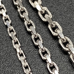 Solid Platinum Cable Heavy H Link Chain, Genuine Solid Platinum Chain, 2mm 3mm 3.3mm Cable Box Platinum Chain, Mens Platinum Chain Solid