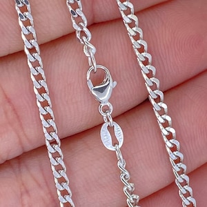 Solid Platinum 2.7mm Curb Chain, Heavy Platinum Cuban Chain, Genuine Platinum,  16&quot; 18&quot; 20&quot; 22&quot; 24&quot; Made in Italy Stamped Authenticity
