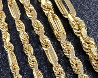 Solid 14K Gold Milano Figaro Anchor Rope Chain, Strong 14K Rope Chain, Ladies Mens 14K Rope Chain, 2.7mm 3mm 3.5mm 4mm 5mm