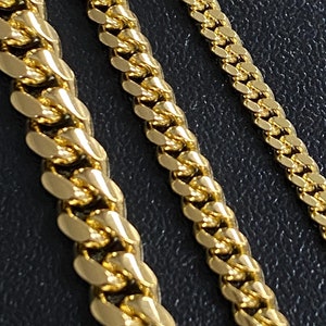 Solid 22k Gold Cuban Curb Chain, 22k Miami Cuban Chain 2mm 4mm, Solid 22k Gold Chain, 22K Mens Chain
