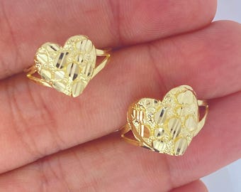 Solid 10K Gold Nugget Heart Ring, Ladies 10K Gold Nugget Heart Ring, Shiny 10K Gold Heart Ring, Ladies 10K Gold Ring
