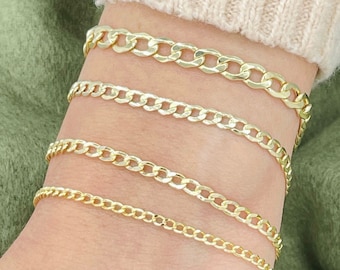 Solid 14K Gold Curb Bracelet, Ladies Gold Bracelet, Trending Gold Bracelet, Stackable Gold Bracelet, Curb Link Bracelet, Solid Gold Bracelet