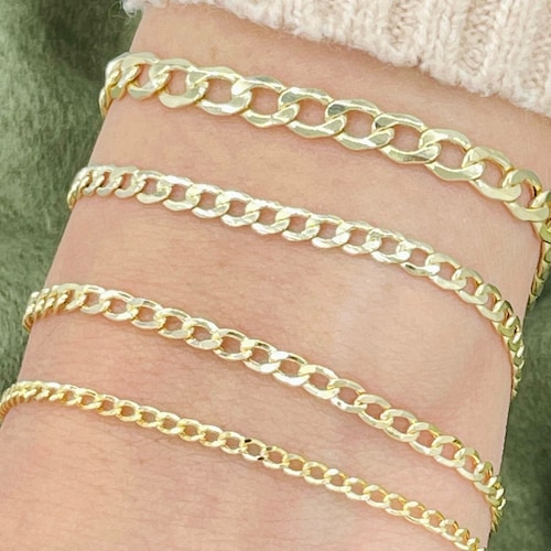 14k White Gold Solid Curb Bracelet (3.60 mm)