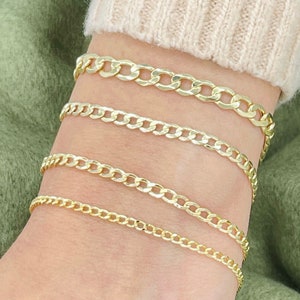 Solid 14K Gold Curb Bracelet, Ladies Gold Bracelet, Trending Gold Bracelet, Stackable Gold Bracelet, Curb Link Bracelet, Solid Gold Bracelet