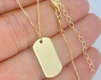 Gold Dog Tag Necklace - Etsy
