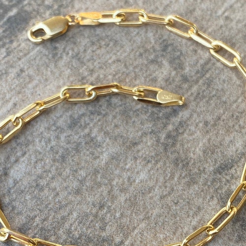 Genuine 10K Gold Paperclip Link Bracelet 4mm 8 Inch 7inch Etsy