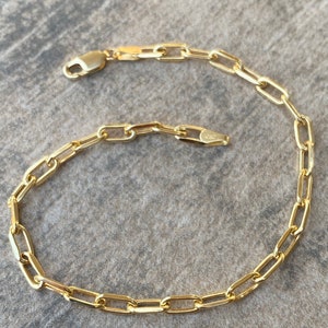 Genuine 10K Gold Paperclip Link Bracelet 4mm 8 inch 7inch, Ladies Gold Bracelet