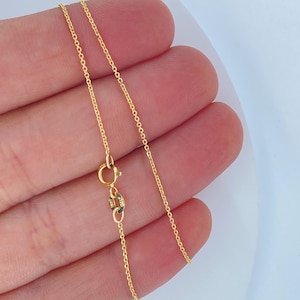 Corrente de cabo de ouro 18K sólido de 1 mm, corrente de cabo pesada de ouro 18K para pingente feminino, corrente de ouro 18K ITÁLIA de 1 mm