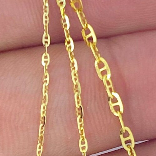 Solid 14K Gold Mariner Anchor Chain Made in Italy Necklace Etsy