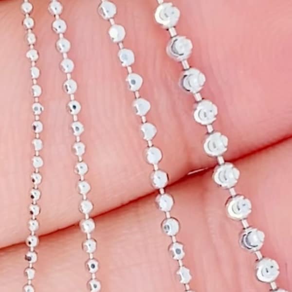 White Gold Ball and Chain Necklace Etsy